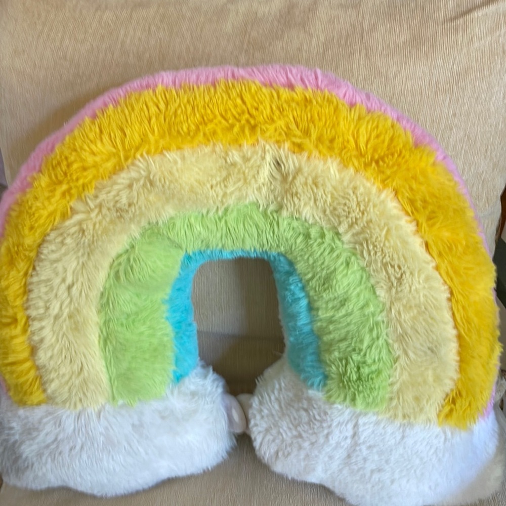 IScream Rainbow Furry Pillow.